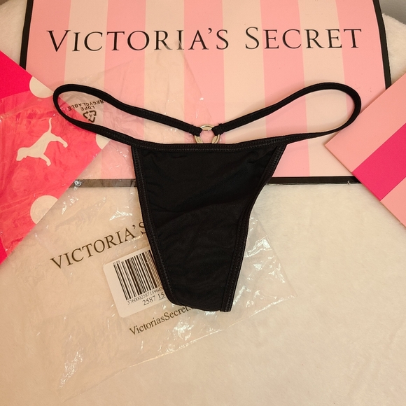 VTG Victoria's Secret Smooth Satin Keyhole V-string Thong Panty Size XS - Picture 1 of 7